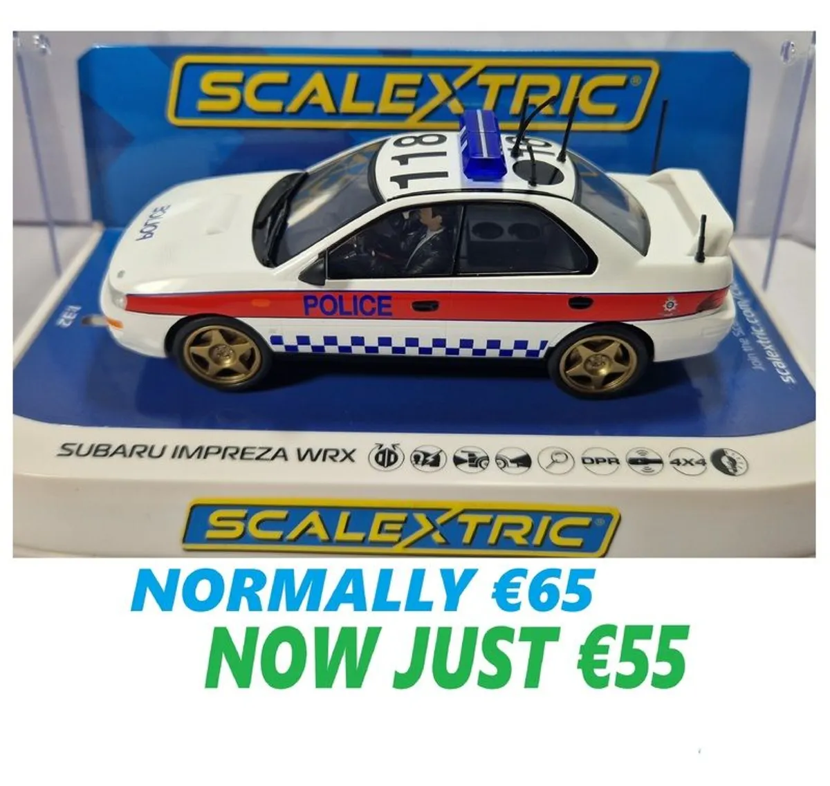 Scalextric Subaru Impreza WRX Police Slot Car  ( C4429 classic street ) - Image 1