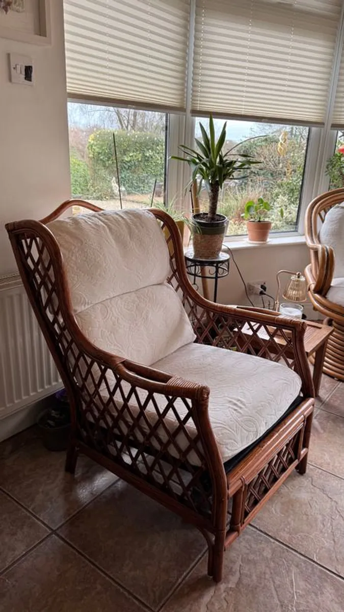 Set of 4 Bamboo / Rattan Lounge Chairs - Image 2