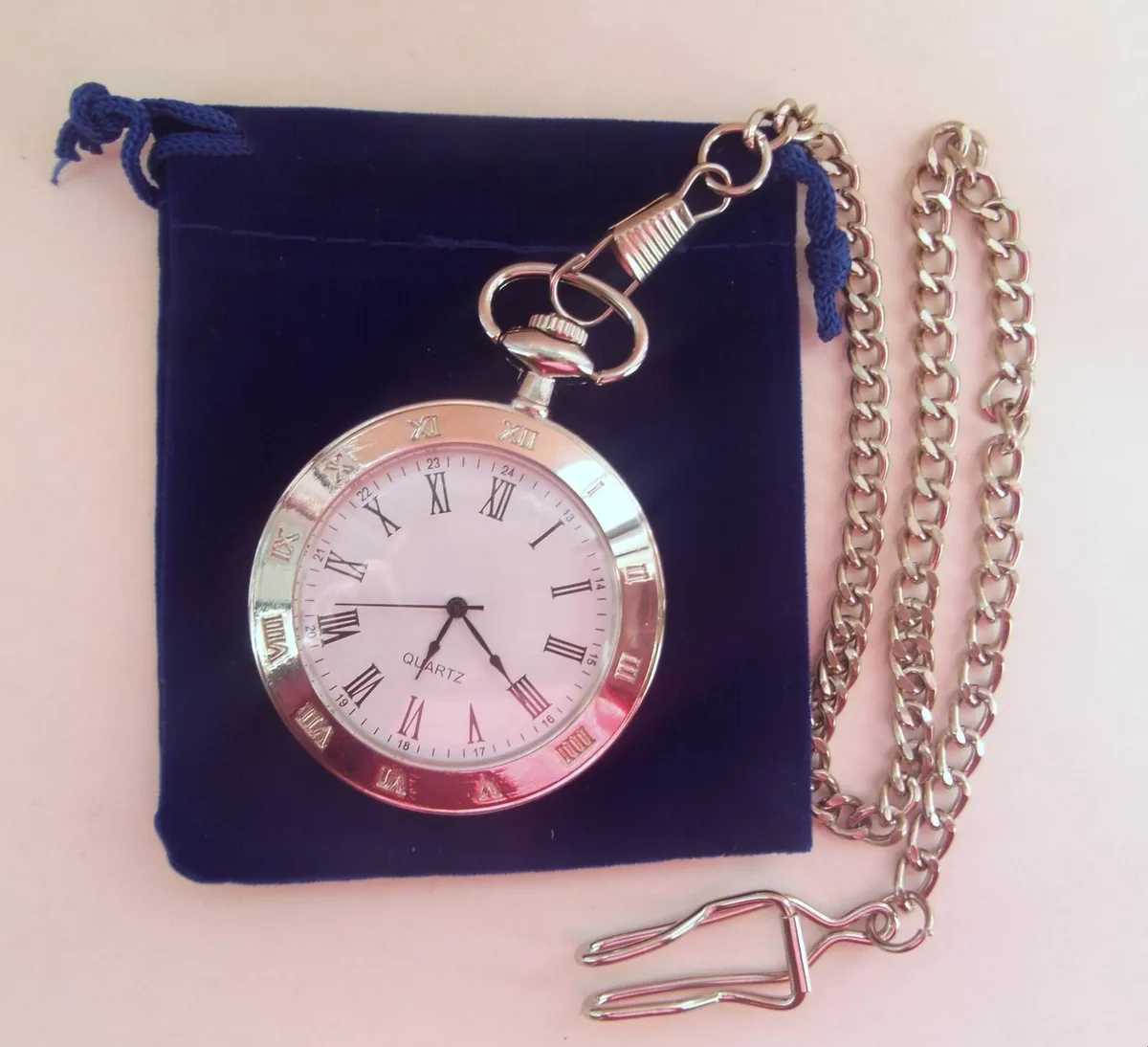 Large dial pocket watch and chain, Free Post - Image 4