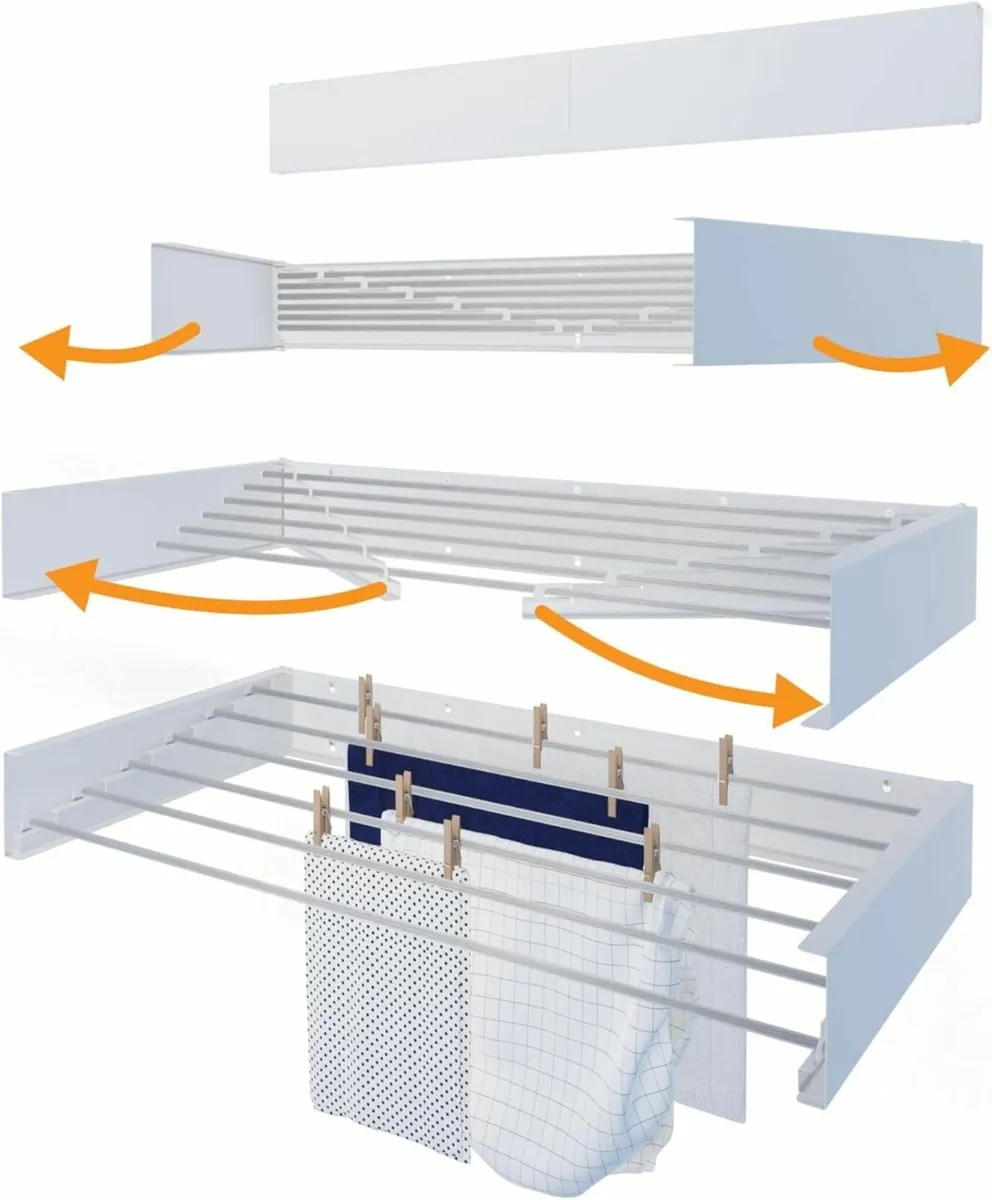 Glide Foldable Wall Mounted Clothes Rack Retractab - Image 1
