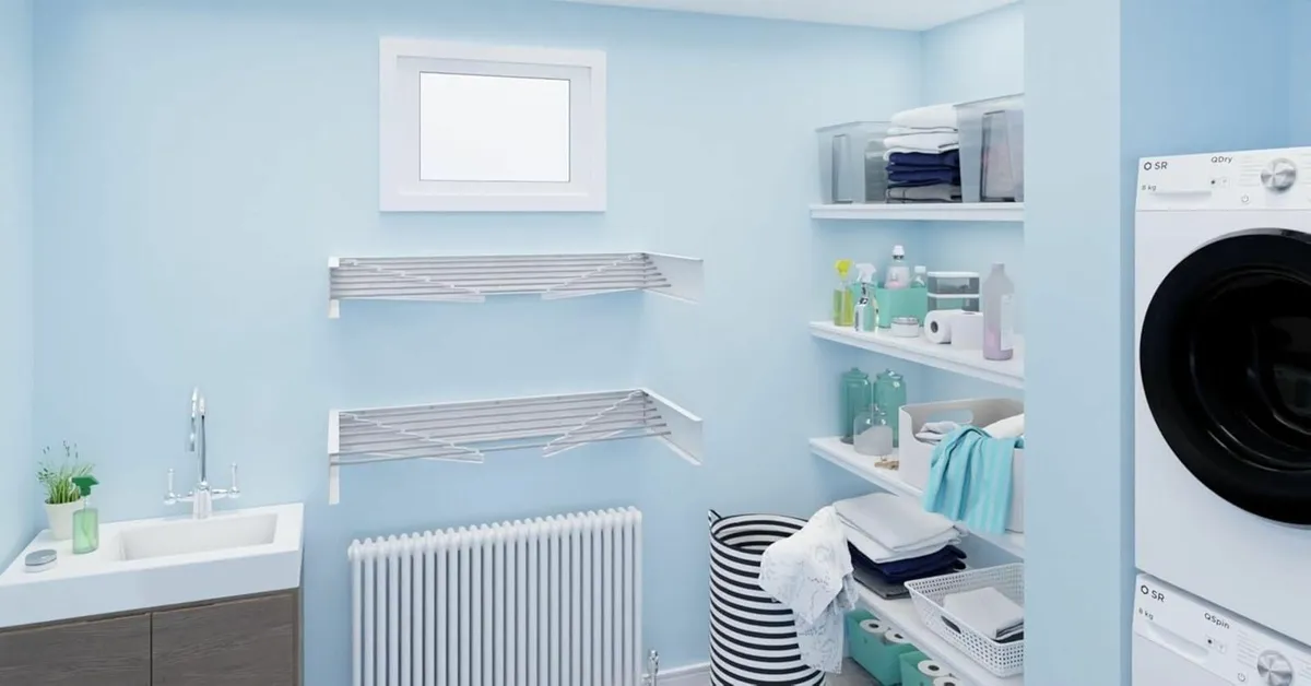 Glide Foldable Wall Mounted Clothes Rack Retractab - Image 2