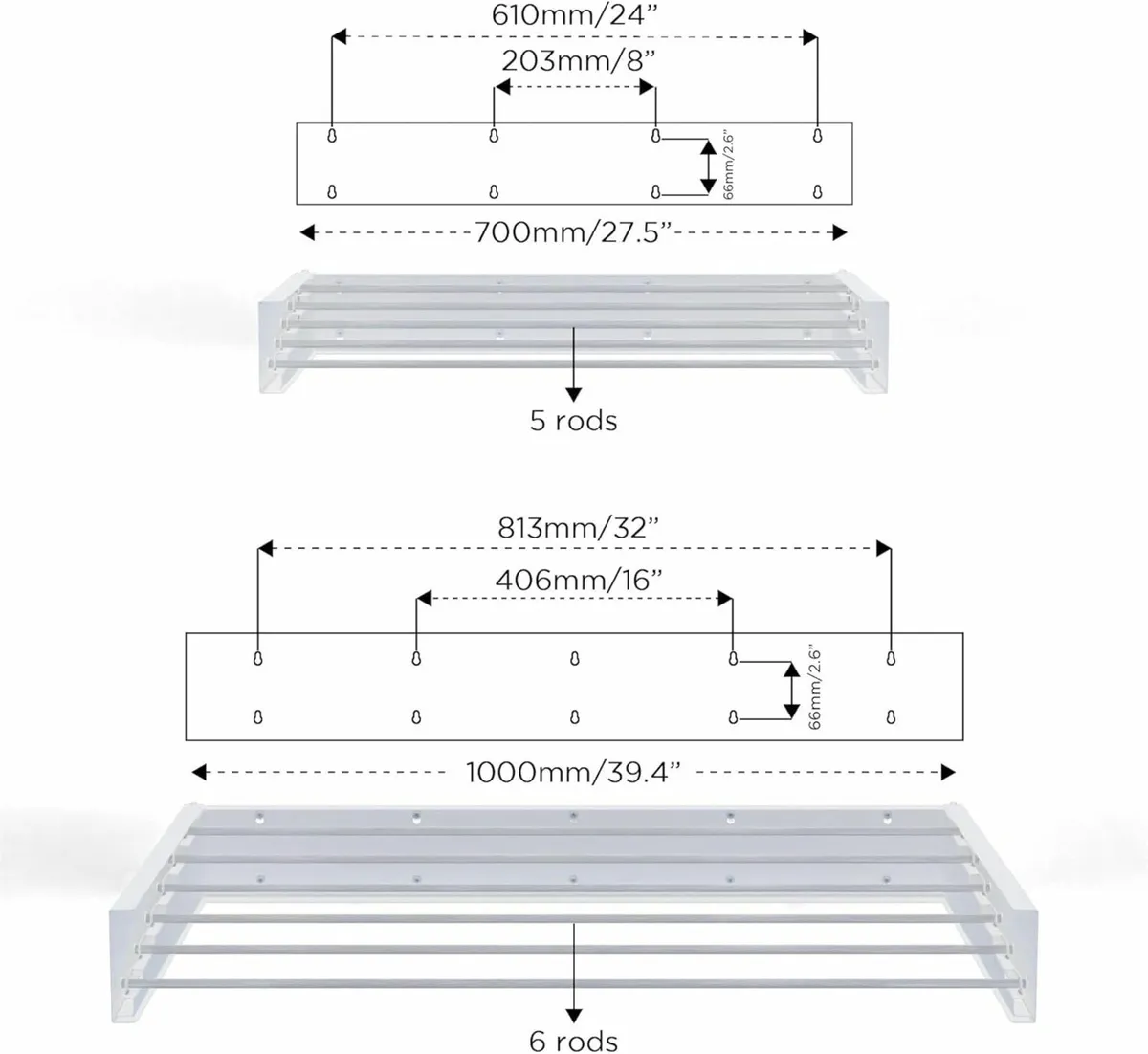 Glide Foldable Wall Mounted Clothes Rack Retractab - Image 3