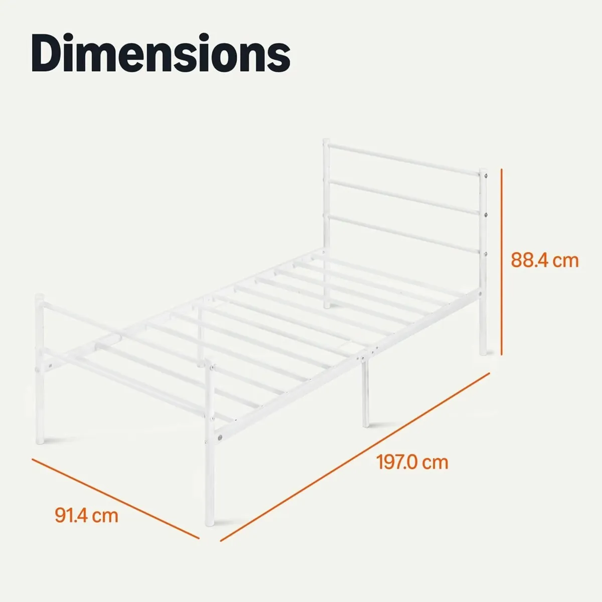 Bed Frame with Headboard Non-Slip Steel Slats - Image 2
