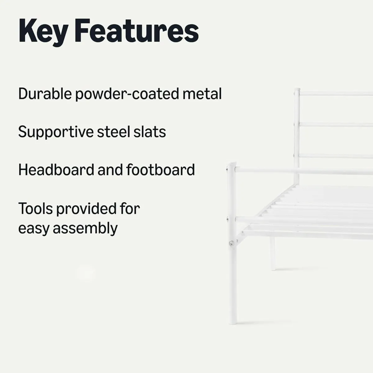 Bed Frame with Headboard Non-Slip Steel Slats - Image 3