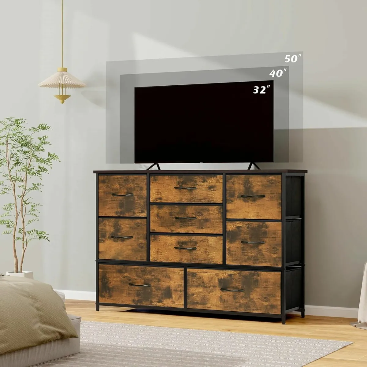 Chest of Drawers for Bedroom 9 Drawer Fabric - Image 2