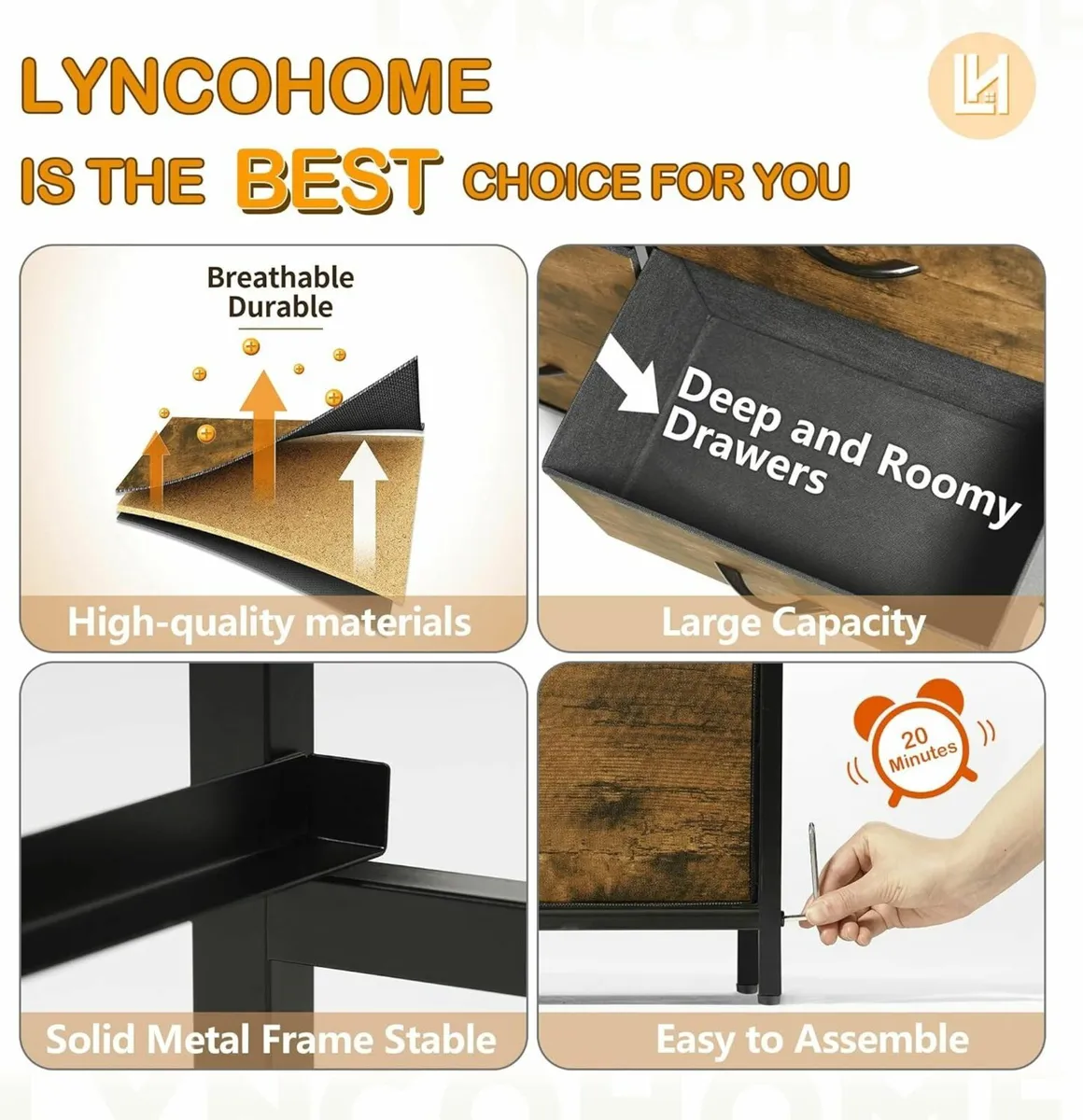 Chest of Drawers for Bedroom 9 Drawer Fabric - Image 4