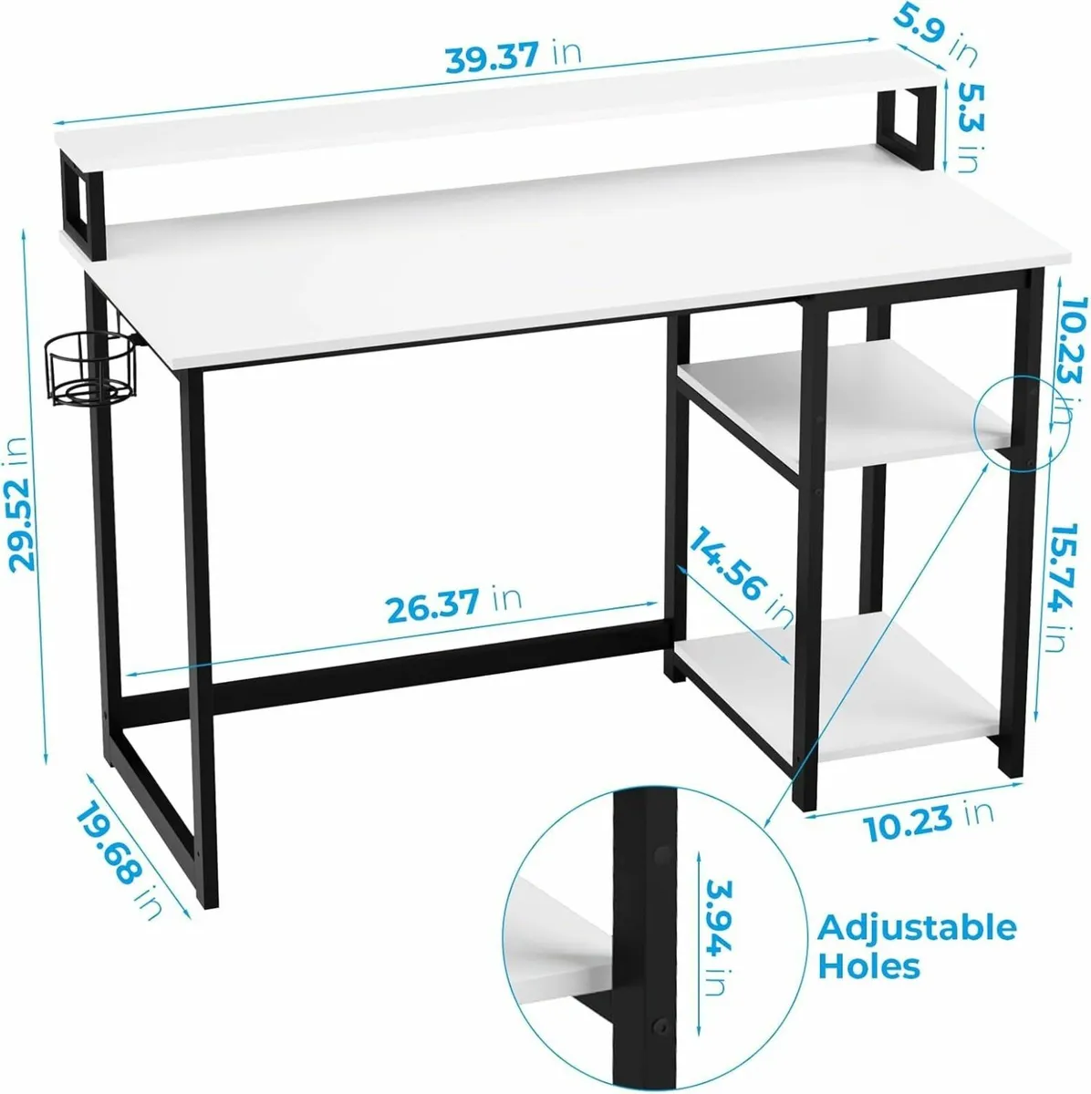 Office Desk with Full Monitor Stand 100 cm Home - Image 3