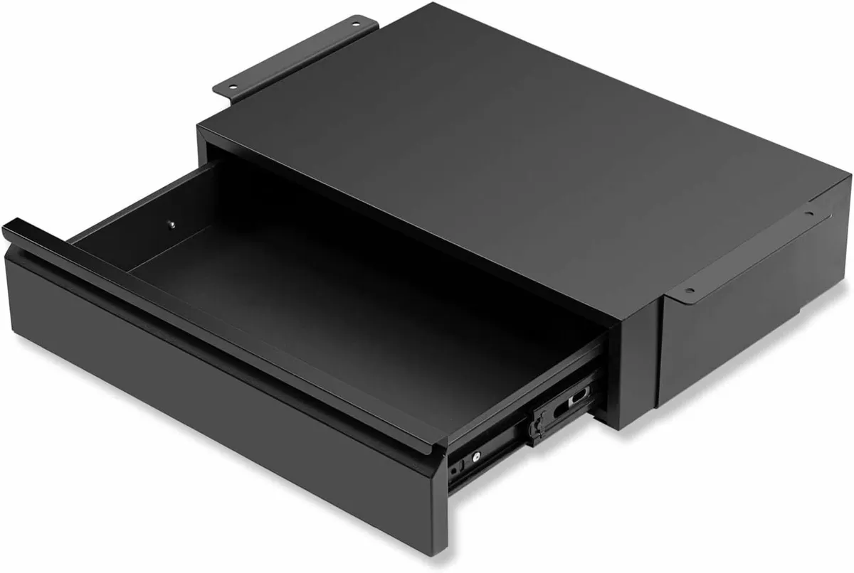 Large Under Desk Drawer 45cm Metal Black Pull-out - Image 1