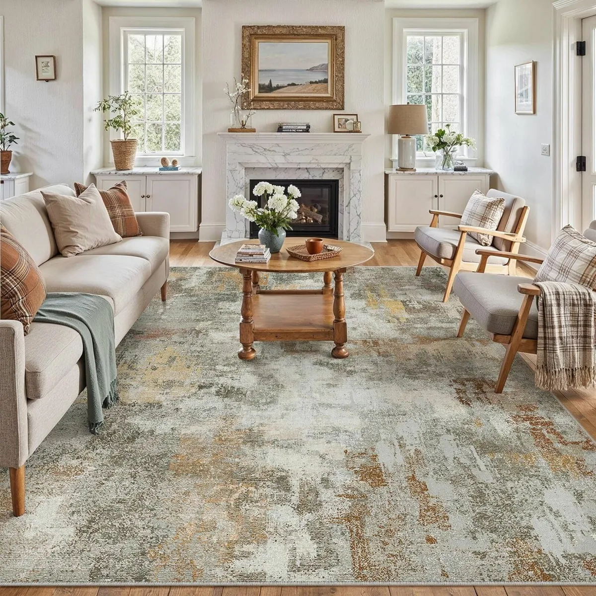 Modern Abstract Area Rug Living Room Extra Large - Image 1