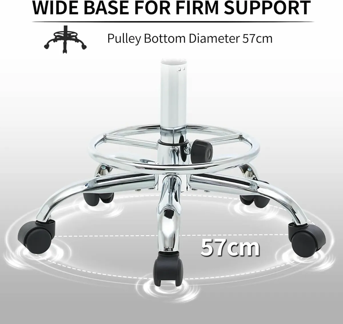 Adjustable Rolling Office Stool Chair with - Image 3