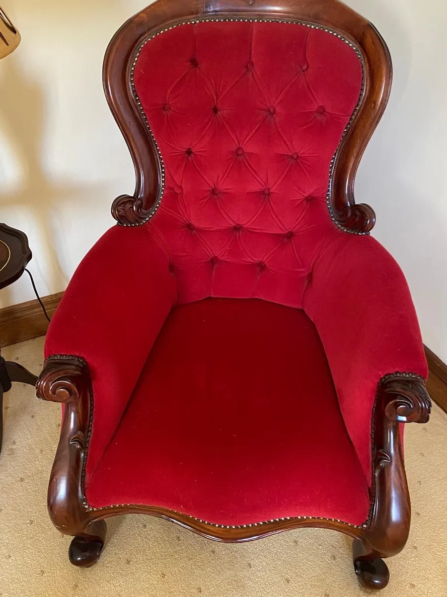 Antique fireside armchairs - Image 1