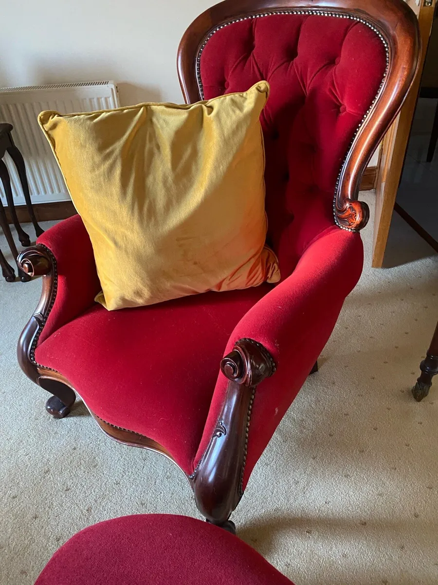 Antique fireside armchairs - Image 3