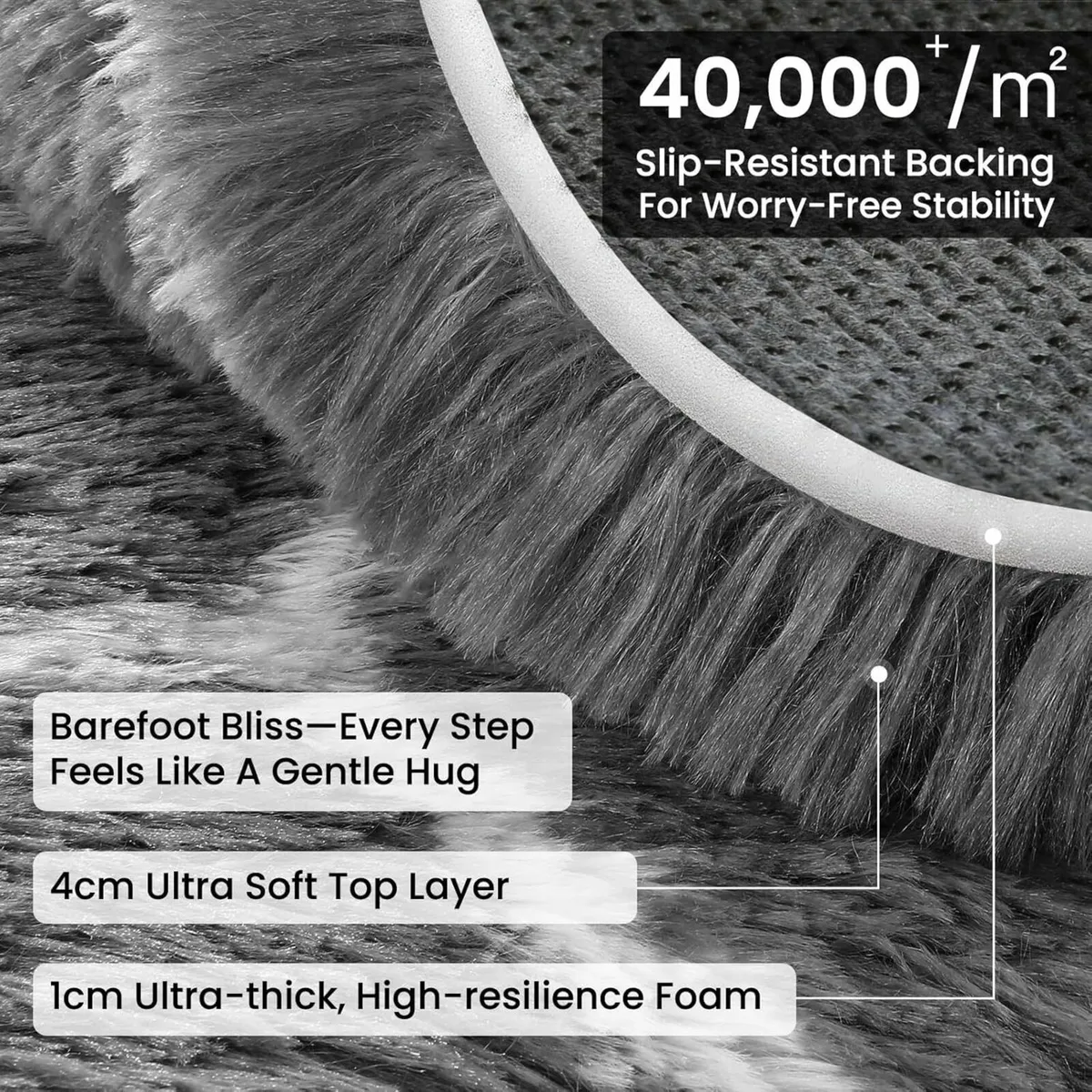 Rugs Living Room 200x290cm Grey Area for Bedroom - Image 3