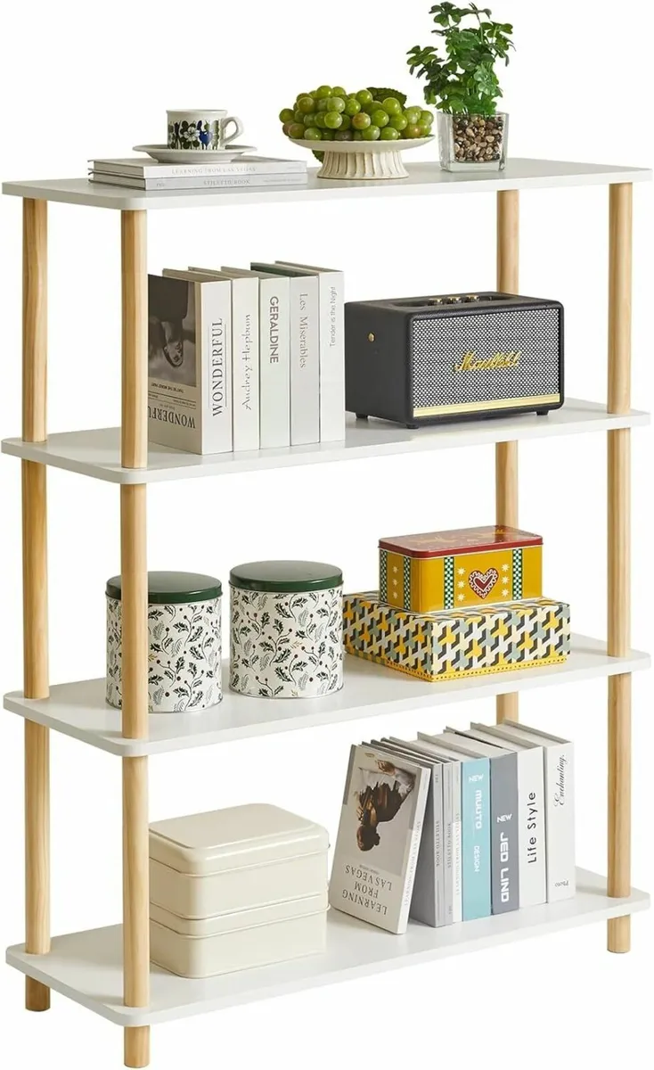 4-Tier Wooden Open Bookcase - Modern Freestanding - Image 1