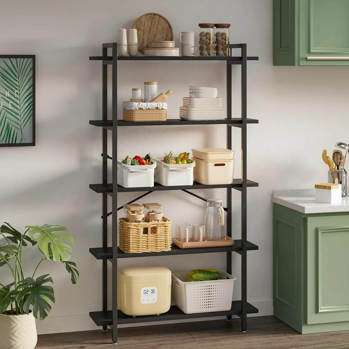 5 Tier Bookshelf Large Bookcase with 2 X-Shape - Image 4