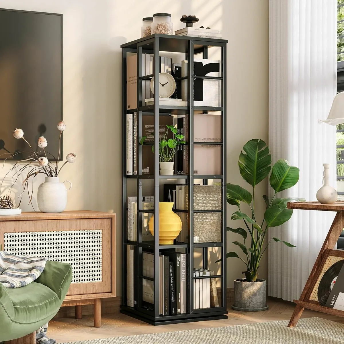 Metal 4-Tier Rotating Bookshelf 360 Display Floor - Image 1