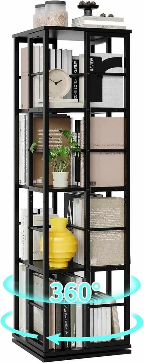 Metal 4-Tier Rotating Bookshelf 360 Display Floor - Image 3