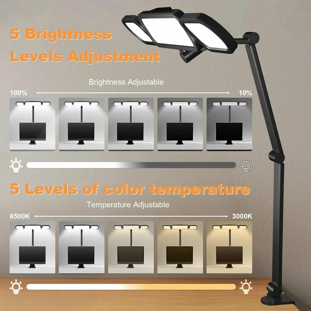 LED Desk Lamp with Clamp Adjustable Swing Arm - Image 4
