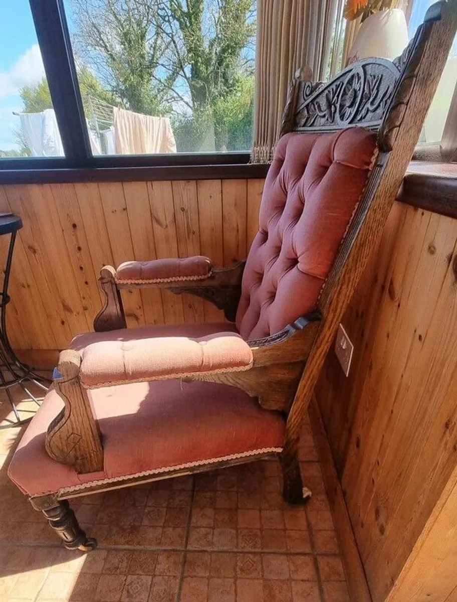 Edwardian Mahogany Salon Open Armchair. - Image 3