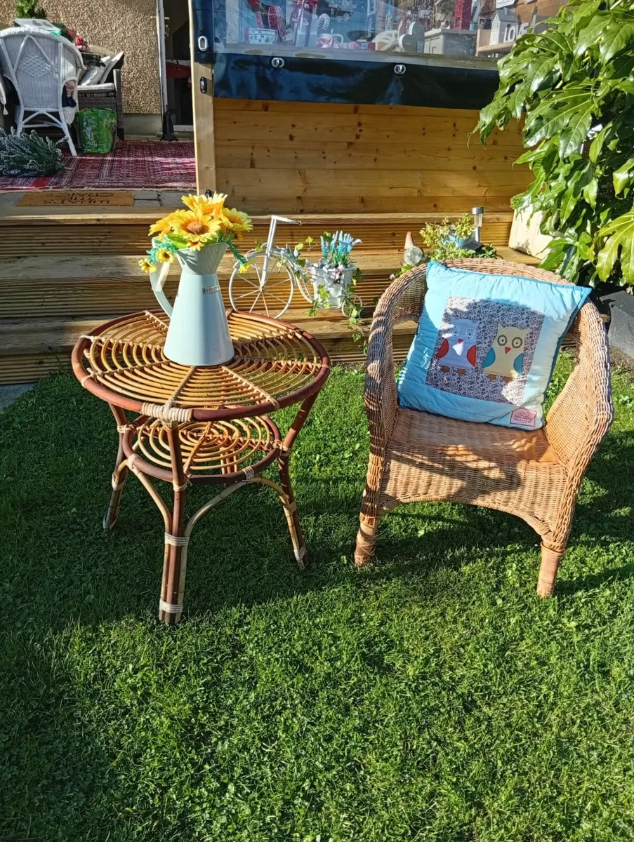 Wicker Table & Chair - Image 2