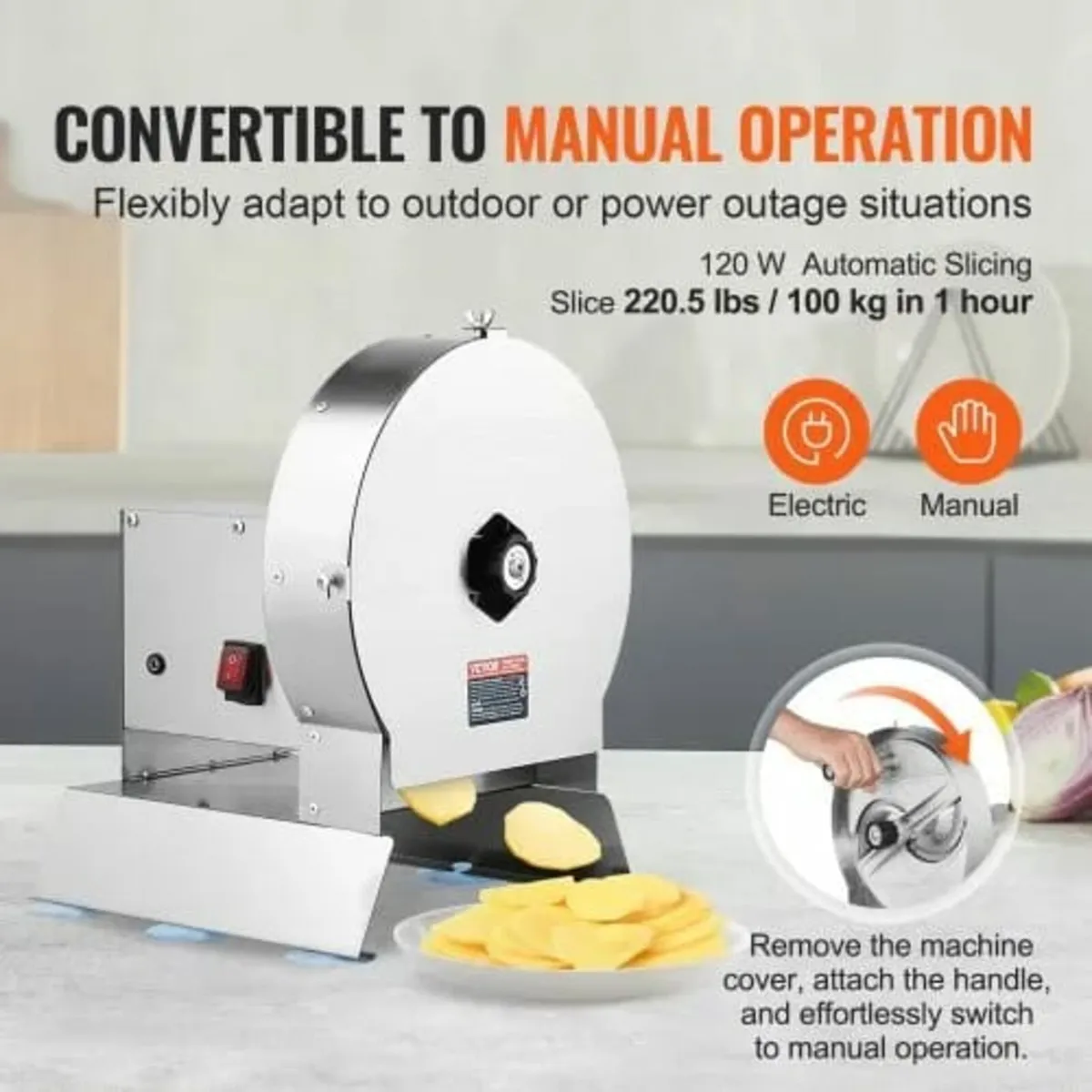 Electric Vegetable Slicer, 0-0.5"/0-12mm Thickness - Image 2