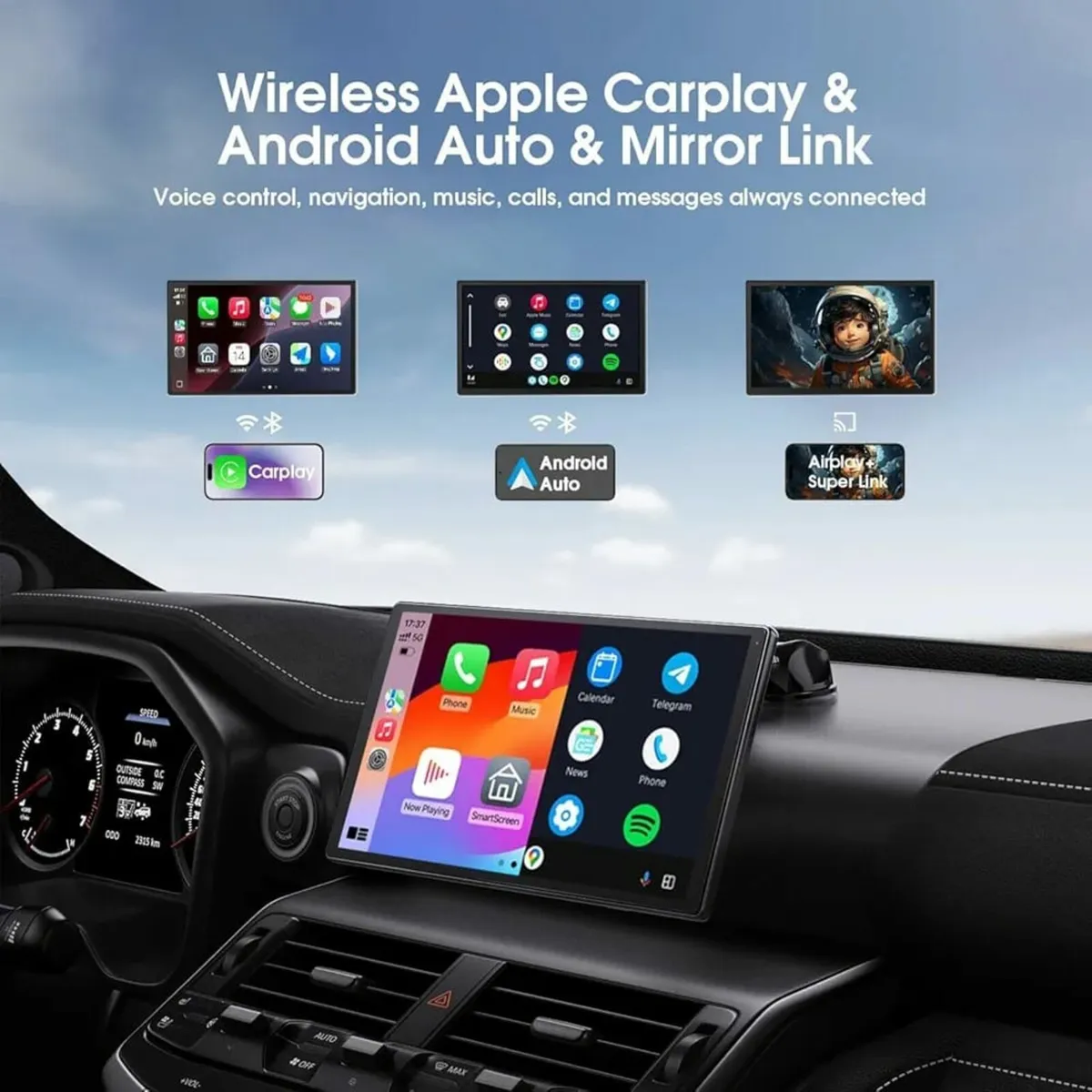 9'' Wireless Car Stereo with Apple Carplay & Andro - Image 4
