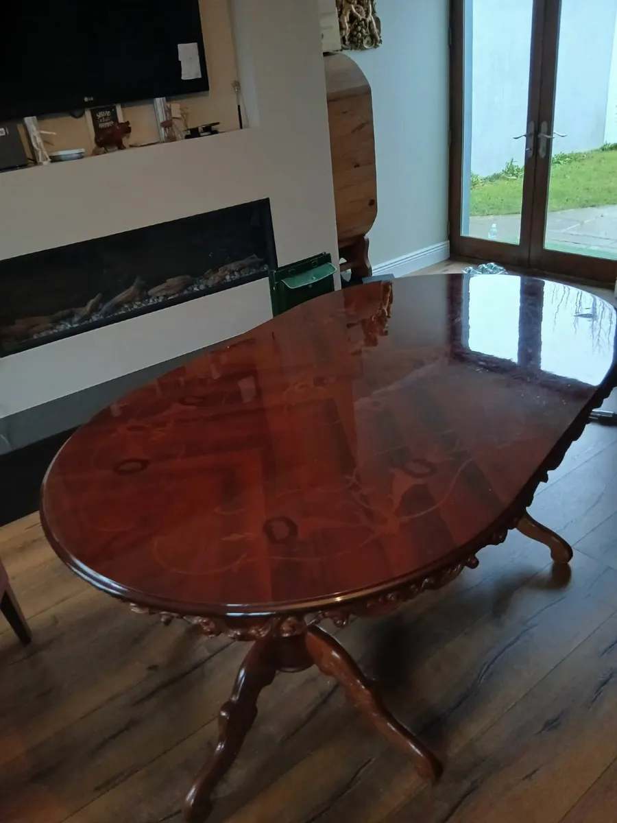 Elegant Antique Style Solid Wood Dining Table - Image 2