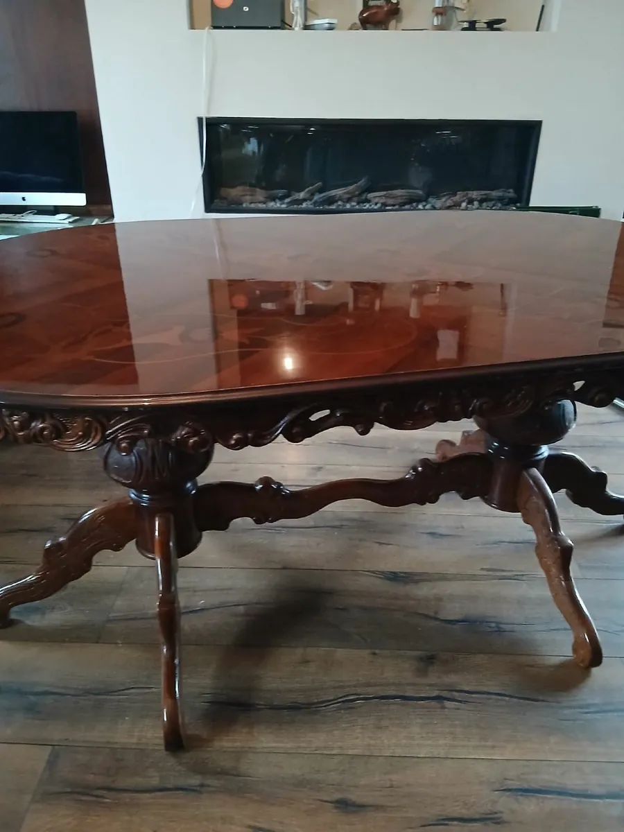 Elegant Antique Style Solid Wood Dining Table - Image 4