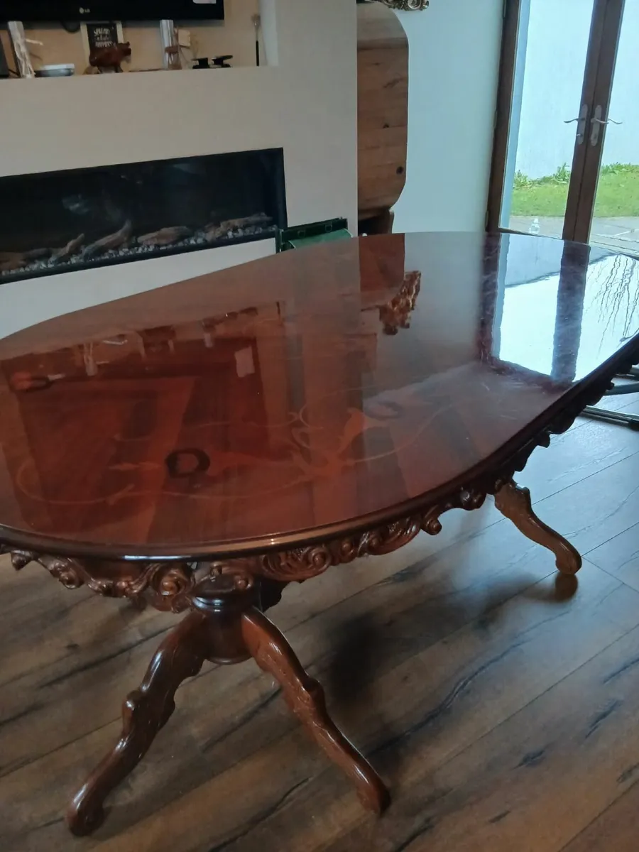 Elegant Antique Style Solid Wood Dining Table - Image 3