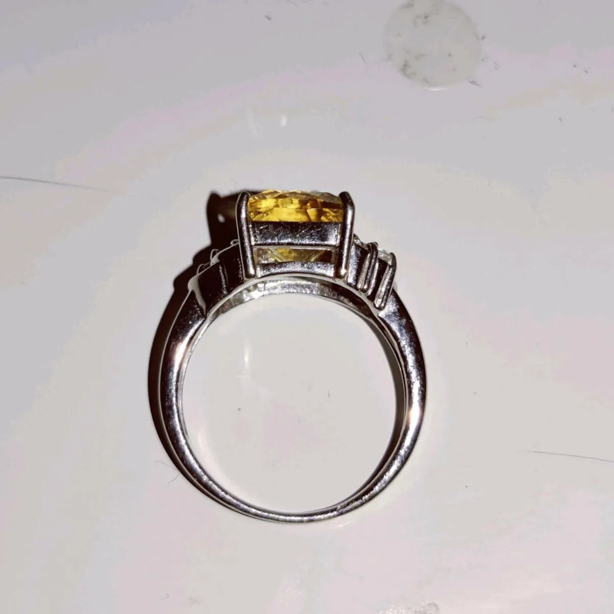 CHUNKY YELLOW TOPAZ, 9CT White Gold New Ring ! - Image 4