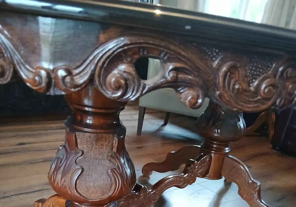 Elegant Antique Style Solid Wood Dining Table - Image 1