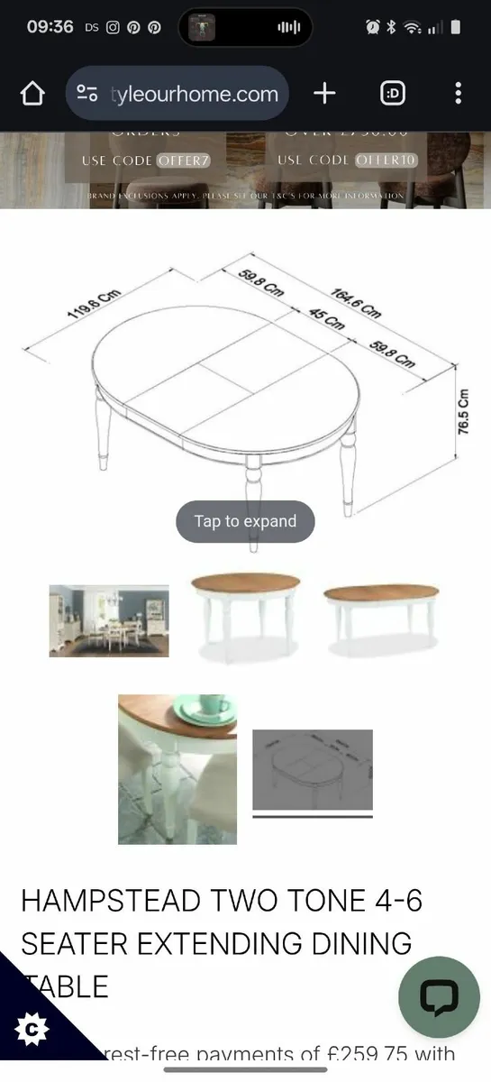 Hampstead extending dining table - Image 2