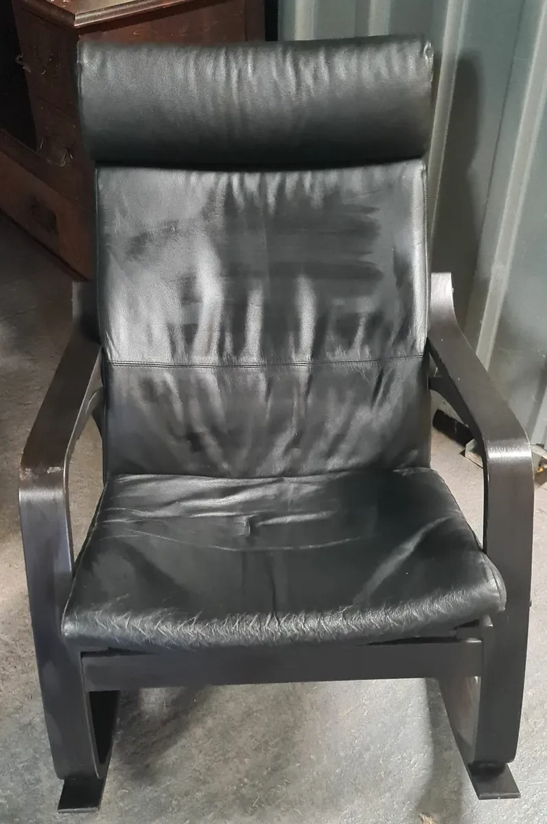 Black Leather Rocking Armchair - Image 1