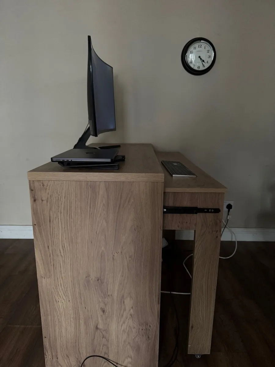 Seville 2 Drawer Slider Desk - GREY Gloss / Light - Image 4