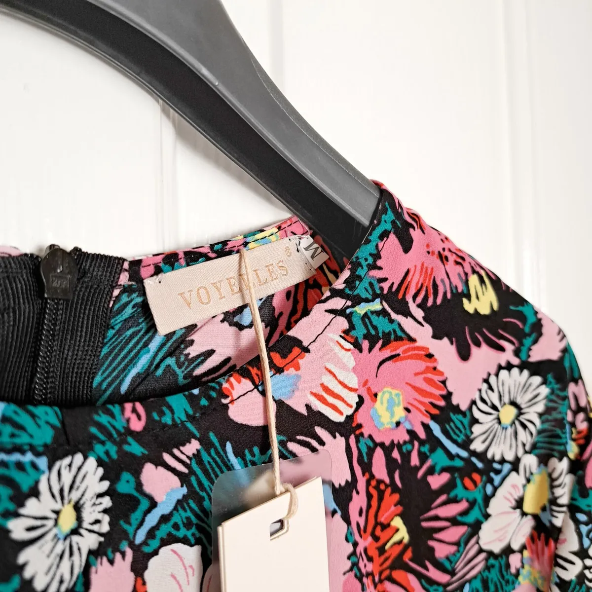 Voyelles Pink Bright Floral Midi Dress Size M - Image 2