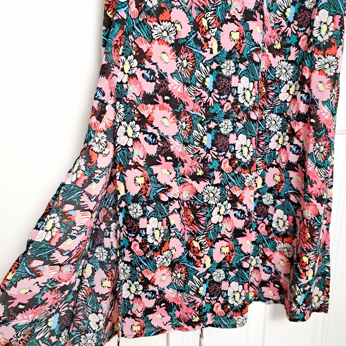 Voyelles Pink Bright Floral Midi Dress Size M - Image 4