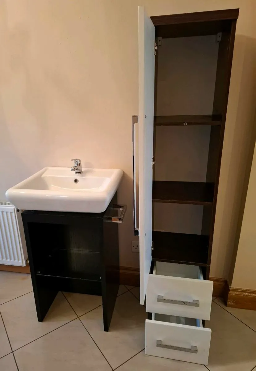 Wash Handbasin & Unit. Tall bathroom Cabinet - Image 2