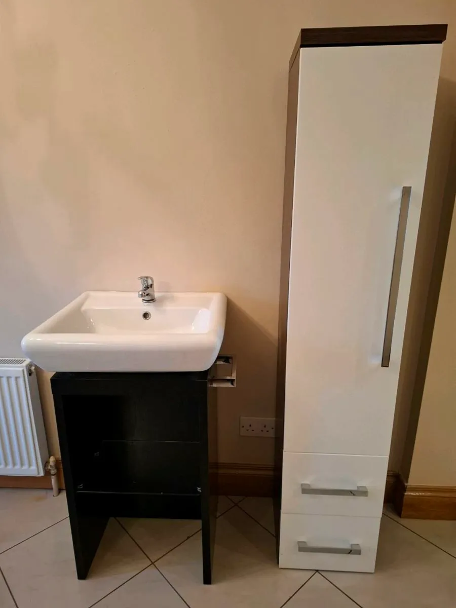 Wash Handbasin & Unit. Tall bathroom Cabinet - Image 1