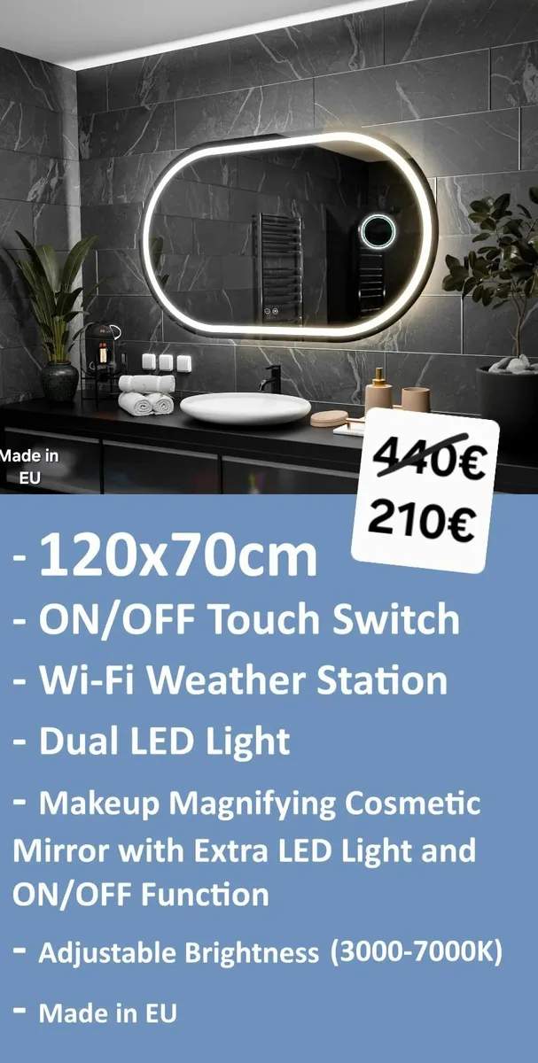 LED Bathroom Mirror Cosmetic Makeup Dual LED - Image 1