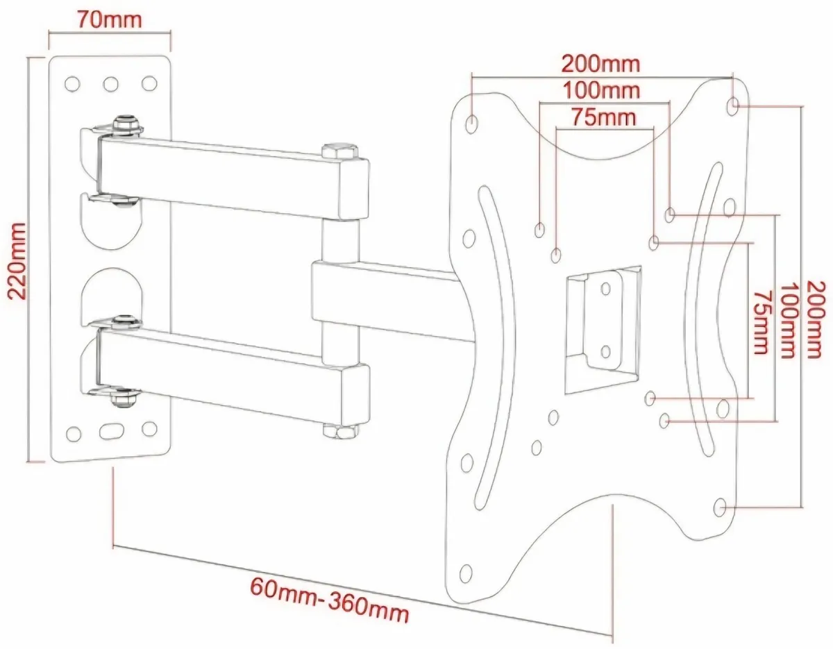 TV Wall Mount Bracket Arm Tilt Swivel 19-42" - Image 2