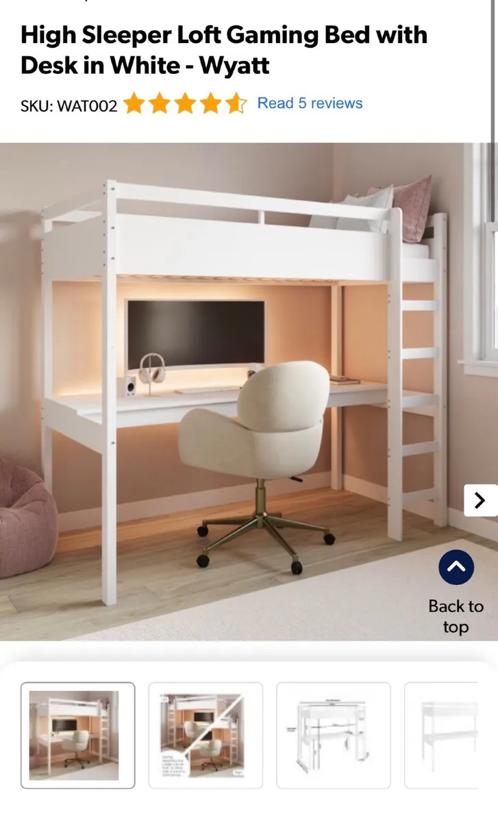 Loft bed with desk - Image 1