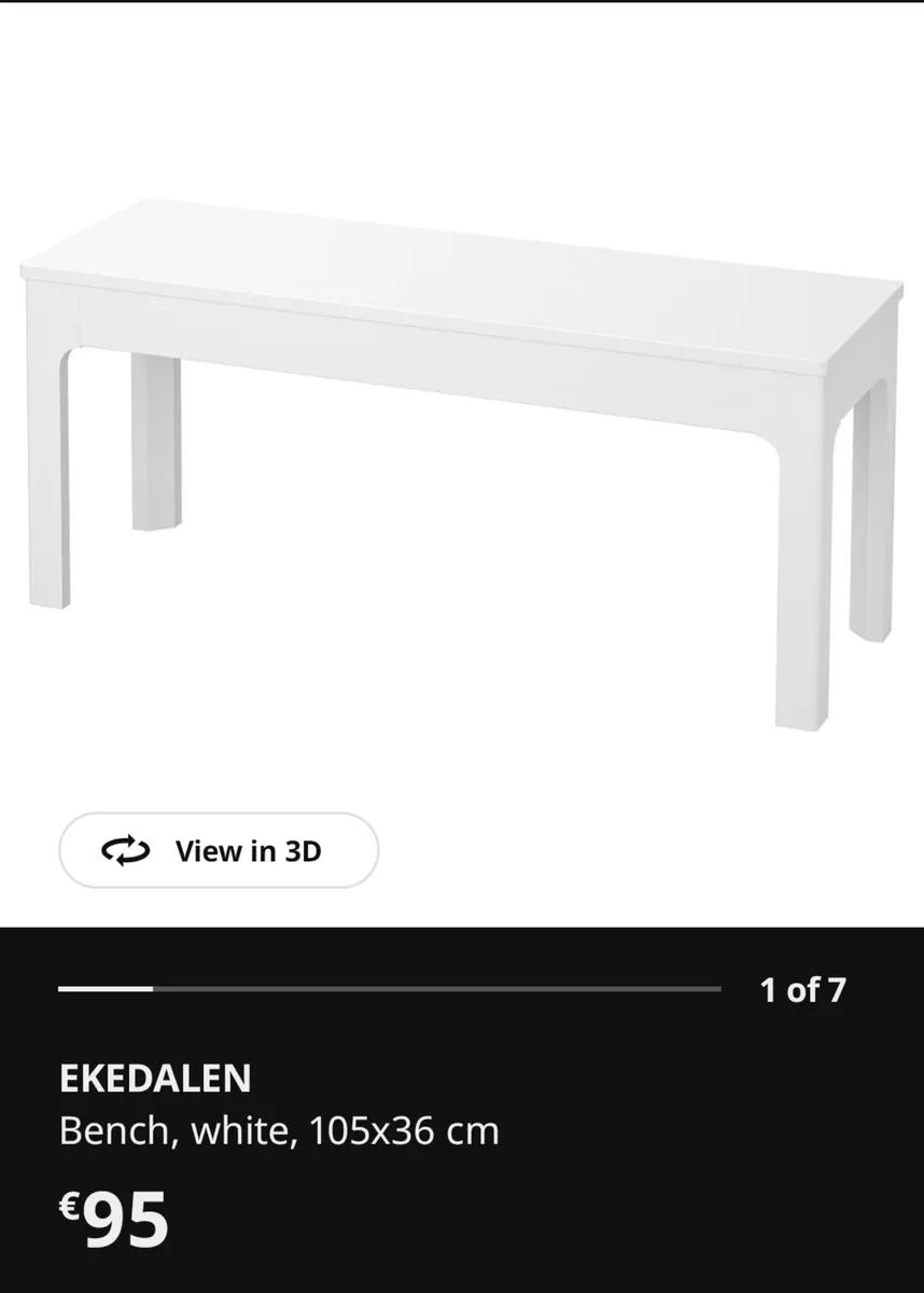 IKEA EKEDALEN White Bench – good Condition - Image 1