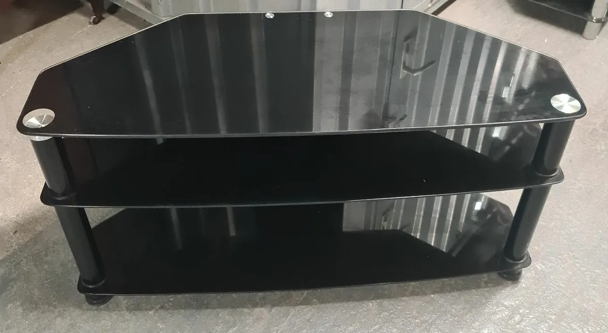 Black Glass TV / Media Stand – 3 Tiers - Image 3