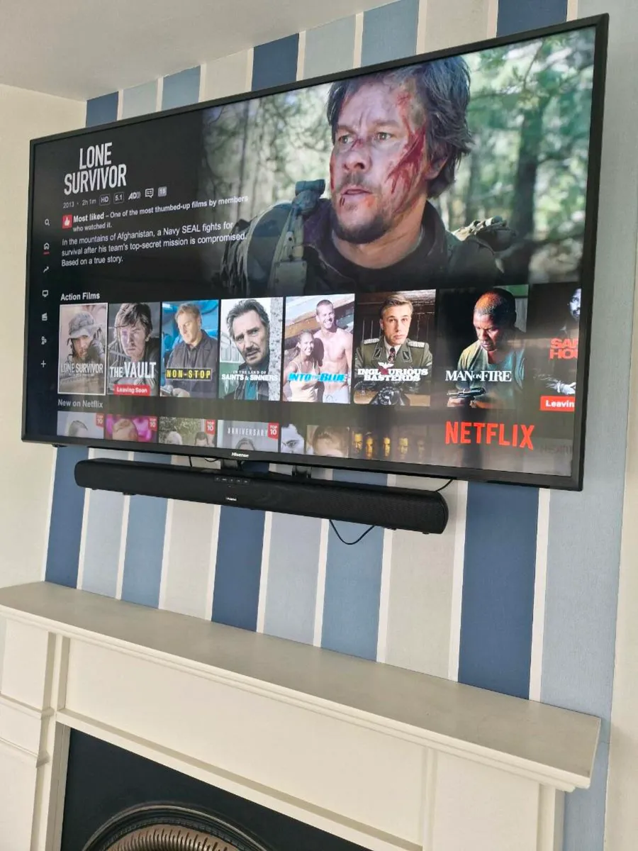 50 inch 4k Ultra HD Smart tv, sound bar and wall b - Image 2