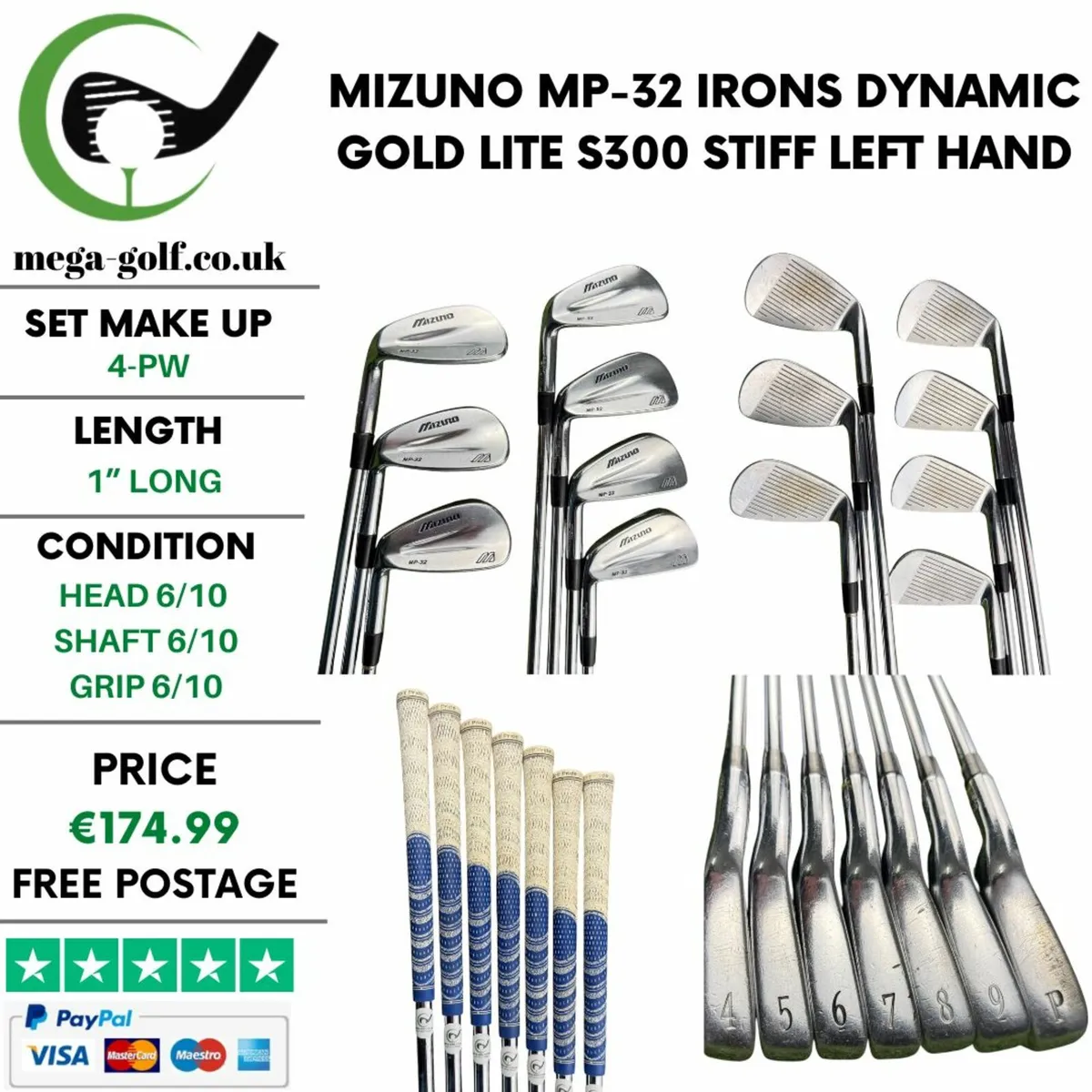 Mizuno MP-32 Irons / 4-Pw / Stiff / Left Hand - Image 1