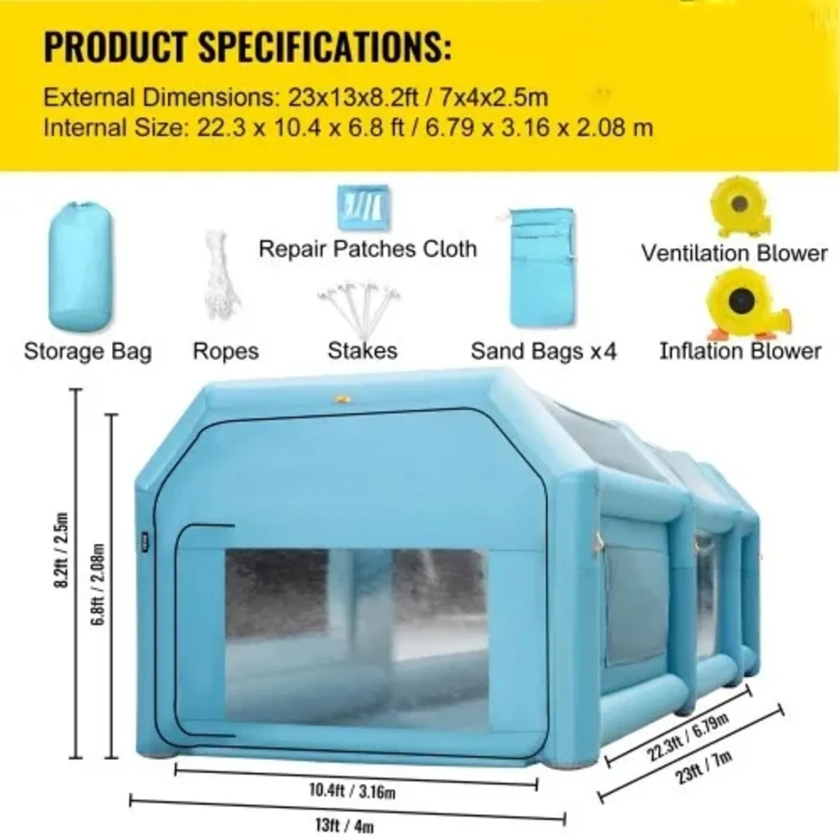 Inflatable Spray Booth Car Paint Tent 7 x 4 x 2.5 - Image 3