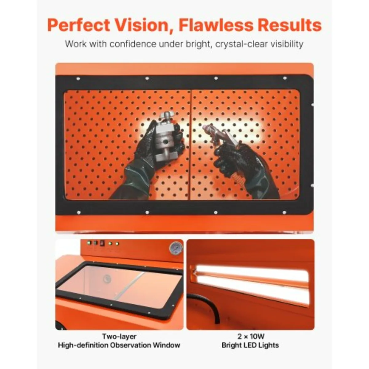 435L Sandblasting Cabinet, Heavy Duty Steel Sand B - Image 4