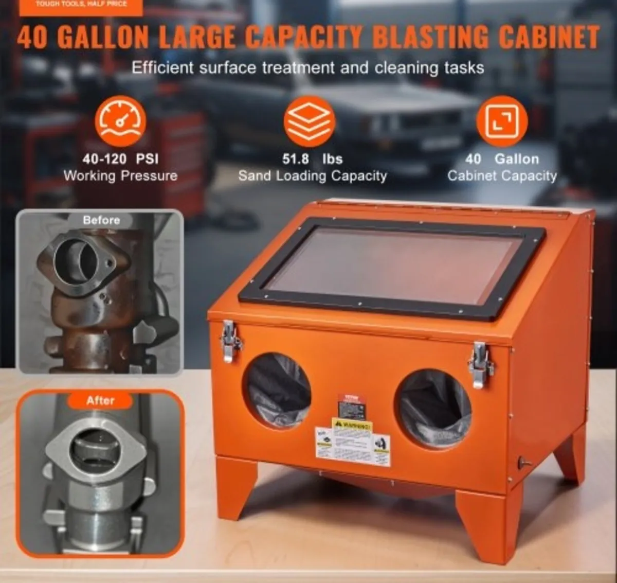 151.4 L Sandblasting Cabinet Benchtop Cabinet with - Image 2