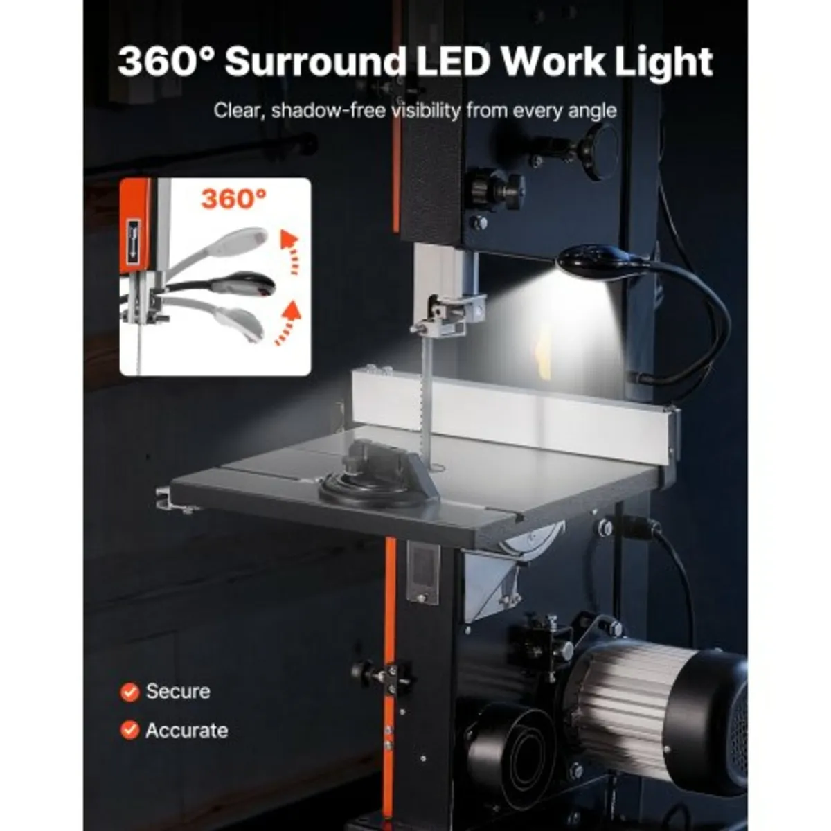 Band Saw, 254 mm, Two-Speed Benchtop Bandsaw with - Image 3