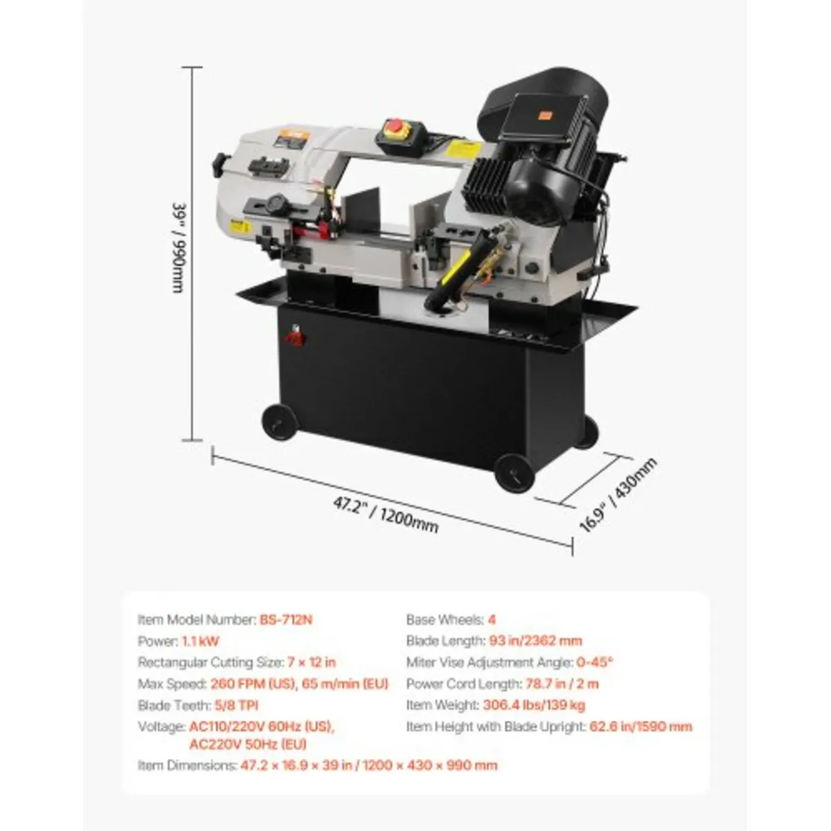 Metal Horizontal Band Saw, 178 x 305 mm(7 x 12 in) - Image 4